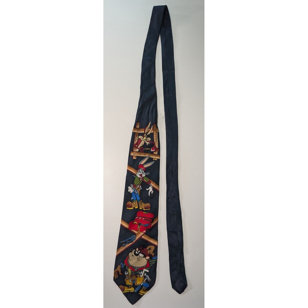 Vintage 1996 Looney Tunes Mania Mens Tie Taz Bugs Wile E Coyote
